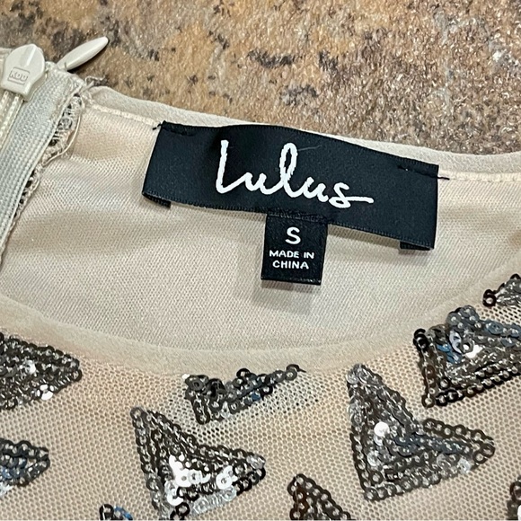 Lulu's Shine On Me Nude and Gunmetal Sequin Bodycon Mini Dress SZ S - Picture 7 of 11
